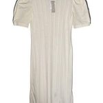 HONEY & T Women's Knit Dress Puffy Sleeves Woven Cotton Off White Size Large NWT Photo 0