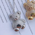 Beautiful Silver Teddy Bear Crystal Necklace, Bling, Cute for Wife, Daughter Photo 1