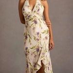 Azazie NWT  Atelier Leora Tulip Print White Halter Maxi Dress Photo 0