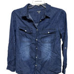 Charlotte Russe  Retro Western Chambray Button Down Long Sleeve Stone Wash Large Photo 0