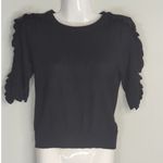 ZARA  Black Ruffle Short Sleeves Sweater Women's S Whimsical Preppy Dark Academia Photo 1