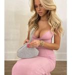 House Of CB  Loren Georgette Mermaid Gown in Pink Size Medium Photo 2