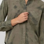 Rails  Ingrid Raw Button Down Shirt Top Tie Dye‎ Olive Green Black Size XS Photo 0