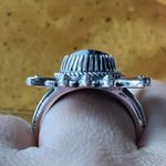 White Buffalo Turquoise Sterling Silver Feather Ring Size 8 Black Photo 1