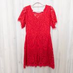 Lulus  Womens Lace Mini Dress Size M Red Sheath Floral Cocktail Romantic Feminine Photo 5