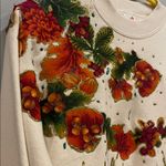 Jerzees Floral off white embellished 90’s Sweatshirt medium Photo 2