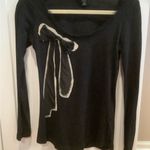 Banana Republic black long sleeve crew neck top silk bow detailing size XS Photo 2