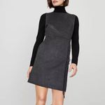 Ann Taylor Grey Fringe Sleeveless Sheath Dress Soft Fitted Wool Size 8P Women's Photo 1