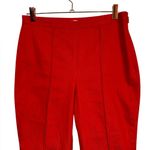 Cinq a Sept Lou Denim Cropped Slit Flare Pants in Bright Crimson Red Size 8 Photo 5