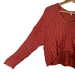 Free People 100% Cotton Open-Knit Cropped Sweater Womens M Orange Beachy Photo 3