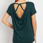 Maurice's 24/7 Scoop Cowl Strappy Back Tee Dark Teal Short Sleeve Photo 1