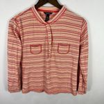American Eagle Top M Red Striped Henley Cotton Preppy Soft Casual Preppy 90s Y2K Photo 0