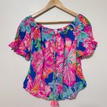 Lilly Pulitzer  Sain Top in Jungle Utopia Size Medium Floral Tropical Vacation Photo 1