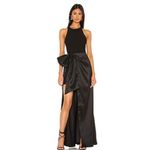 Likely NWT Mena Gown Size 6 Black Sleeveless Front Bow Back Zip Maxi Dress Photo 4