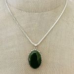 Jade rhinestone pendant necklace Green Photo 1