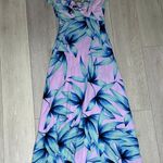 VICI ‎ maxi floral pink and blue flowy maxi dress tropical flutter sleeves size s Photo 3