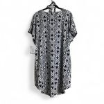 LuLaRoe Dress/Tunic Sz XL Mitzi Black/White Geometric Patterned Dolman Sleeves Photo 1