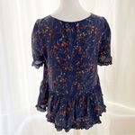 Madewell Silk Stanza Ruffle-Hem Top in Moonless Floral Size Medium Photo 4