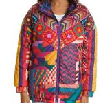 Farm Rio Crochet Patchwork Print Reversible Oversize Puffer Jacket Size Medium Photo 0