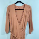 Caden Lane Maternity Postpartum Breast Feeding Bamboo Short Sleeve Wrap Dress Brown Size M Photo 1