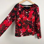 Vivienne Tam Blouse Top Womens 10 Red Black Cowl Neck Long Sleeve Abstract Art Photo 4