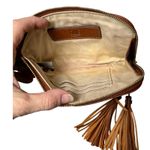 Frye  Genuine Leather Tassel Zip Wristlet Clutch – Cognac Brown Photo 5