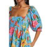 Farm Rio  Toucans Garden Midi Dress in Blue Size Small Photo 9