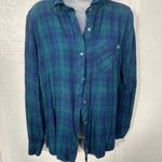 Vineyard Vines  Women’s Blue and Green Plaid Relaxed Button Down Shirt Size 8 EUC Photo 2