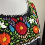 Liliana Cruz Hand Embroidered Blouse Top Womens 2X Black Floral Mexican Short Sl Photo 3