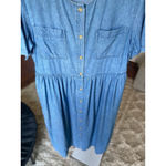 Vintage Boundary Waters Denim Dress Midi Button Front Pockets L Cottagecore 90s Blue Size L Photo 7