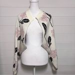 Duchamp Rose Floral‎ Printed Knit Wide Sleeve Shrug Neutral Size L/XL White Photo 1