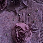 Banana Republic  VTG Y2K plum, merino wool button rosette sweater cardigan M Photo 15