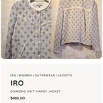 IRO Handi Diamond Knit Snap Up Jacket Boucle Tweed Blue White Old Money Preppy Photo 8