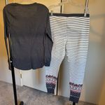 Old Navy Grey/White Stripe Pajamas with Fair Isle Pattern Size Large Photo 1