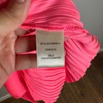 Current Air  Hot Pink Print Satin Ruched Cara Pleated Mini Dress Photo 5