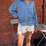 Anthropologie Blue denim Sundance top with ruffles and gold details /western bohemian  Photo 1