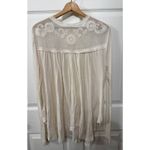Free People To the Sea Lace Cream Oversized Long-Sleeve Henley Blouse Top, M Photo 7