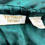 Victoria's Secret VTG  Gold Label Satin Pajama Pants Printed Pull On Green Large Photo 1