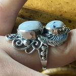 Artistic White Buffalo Sterling Silver Feather Ring Size 6.75 Black Photo 1