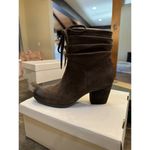 Josef Seibel Suede Ruched Ankle Bootie Brown Suede Size 37 US 6.5 Bow Heeled Photo 1