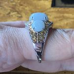 Natural White Jade Sterling Silver Ring Size 9 Photo 2