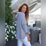 Frank & Eileen Kane Capelet Hoodie size Large Navy French Stripe Triple Fleece L White Photo 1