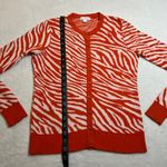 Charter Club Zebra Print Knit Button Up Cardigan Size X-Small Colorful Animal Photo 6
