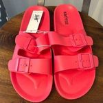 KatyDid New Rubber Sandals Hit Pink Slides Adjustable Buckles Supportive SIZE 9 Photo 0