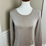 BCBGMAXAZRIA  Gold Metallic Tiered Ruffle Sweater Dress Large Holiday Cocktail Photo 1