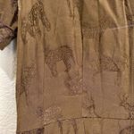 ZARA  Brown Animal Novelty Print Satin Dress Size Small Safari Collared Summer Photo 7