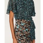 MISA Los Angeles Blue and White Ruffled Mini Dress Photo 0