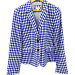 J.Crew Campbell Linen Blazer Blue White Gingham Preppy Coastal Classic Size 10 Photo 0