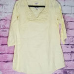 MALVIN HAMBURG GERMANY 100% LINEN CROCHET V NECK YELLOW SWIM BEACH COVER 10 Photo 0