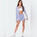 Edikted Mid-Rise Elastic Drawstring Waist Pinstripe Shorts Size XS Blue & White Photo 3